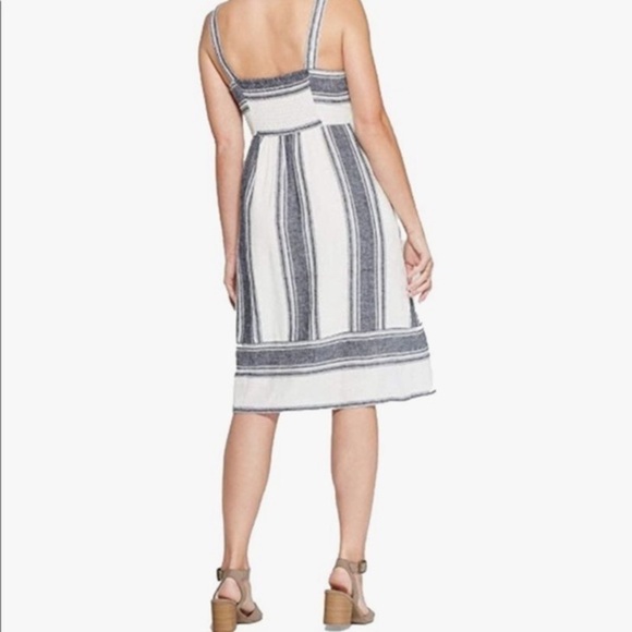 Universal thread sleeveless V-neck striped button-down dress‎ XS linen straps - Picture 2 of 4